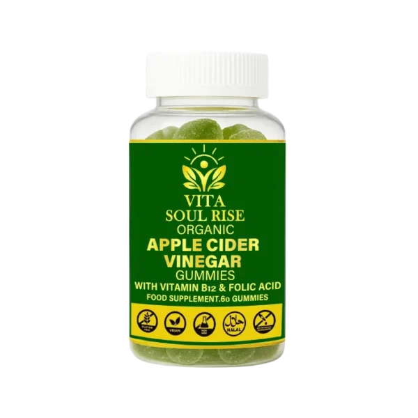 Organic Apple Cider Vinegar Gummies with Vitamin B12 & Folic Acid – 60 Gummies
